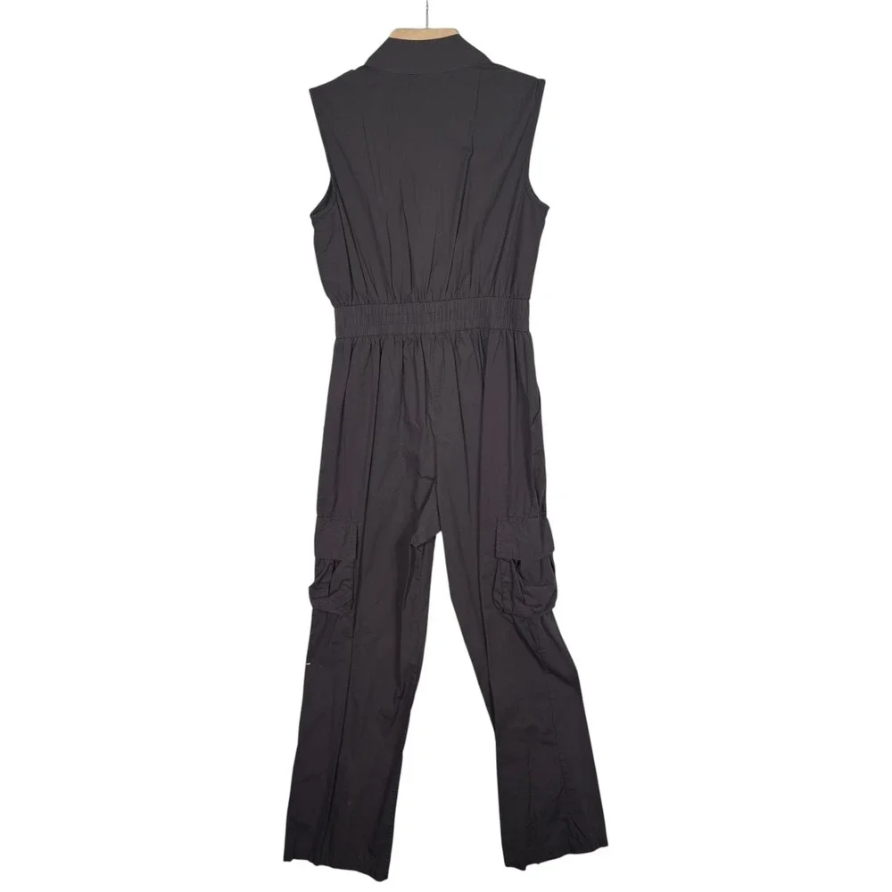 Sincerely‎ Jules Utility Cargo Jumpsuit Small Taupe Brown Zip Front Cotton